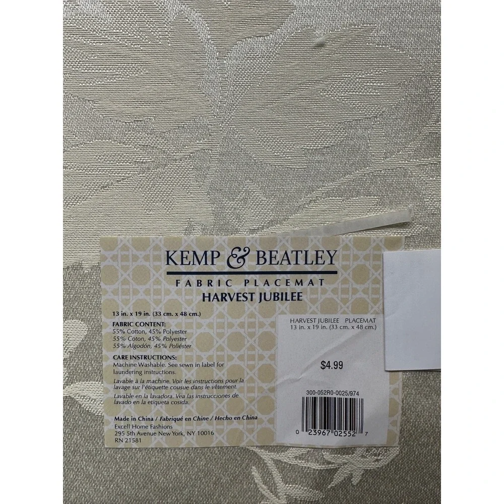 Kemp & Beatley Harvest Jubilee Fall Autumn Placemats 4 Reversible Thanksgiving